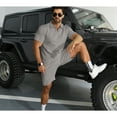 thumbnail image 3 of HAOMEILI Men's 2 Pieces Outfits Casual Quarter Zip Polo Shirt and Shorts Set Athletic Jogging Summer Tracksuit, 3 of 8