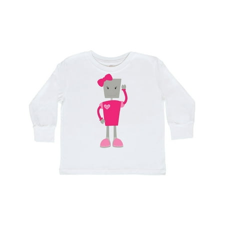 

Inktastic Cute Robot Girl Robot Pink Robot With Ribbon Gift Toddler Toddler Girl Long Sleeve T-Shirt