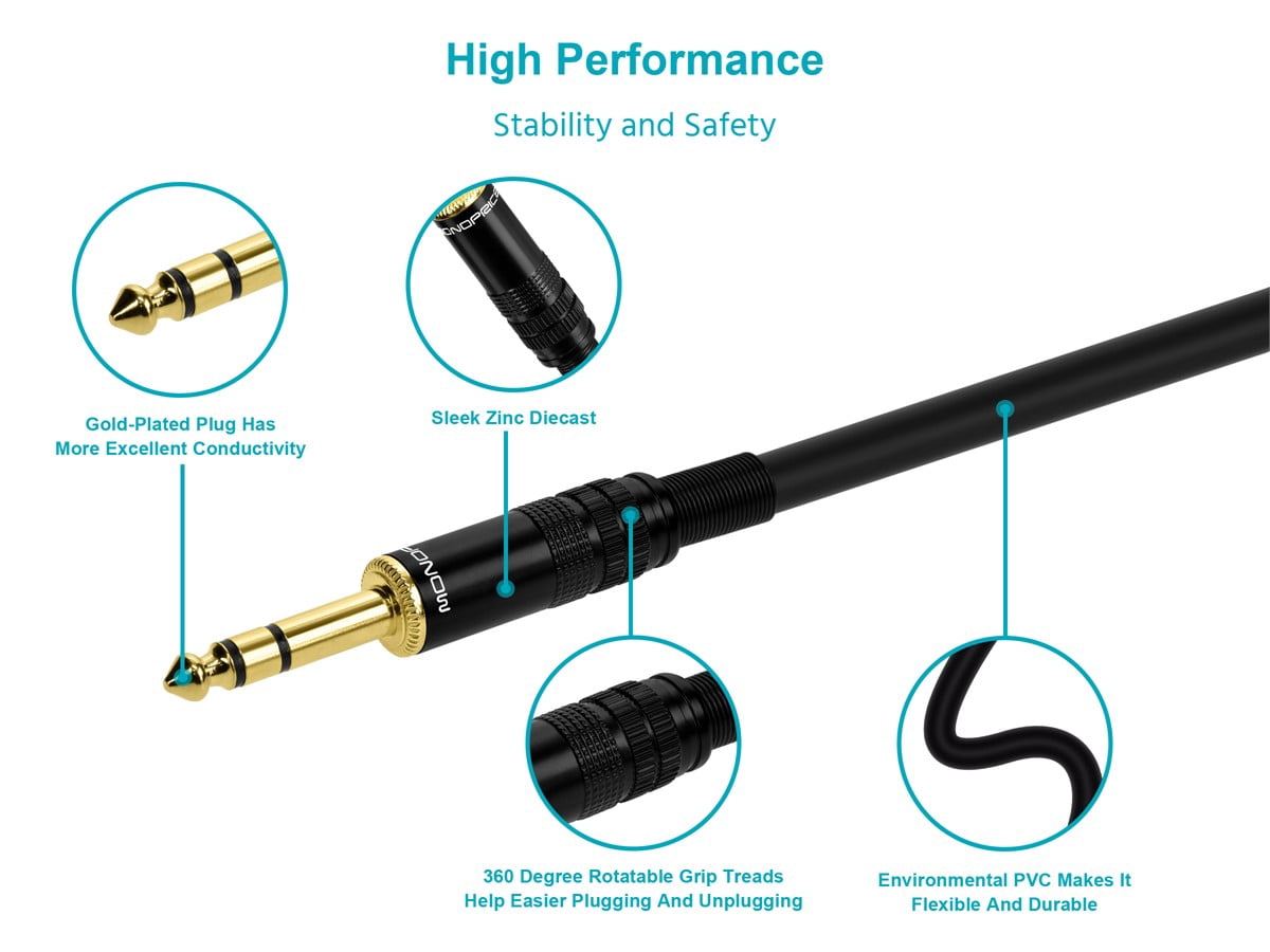 Monoprice XLR Female to 1/4in TRS Male Cable - 15 Feet | 16AWG, Gold Plated - Premier Series