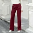 thumbnail image 2 of Lenpel Dress Pants for Women Elastic High Waisted Pleated Wide Leg Business Casual Work Pants Loose Office Trousers with Pockets(Wine,X-Large), 2 of 5