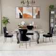 thumbnail image 2 of Roundhill Furniture Cavira 5-Piece Modern Dining Set, Faux Marble Dining Table with Four Chairs, Black, 2 of 16