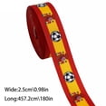 thumbnail image 3 of Cinta de grosgrain con motivos de fútbol y banderas de países para envolver regalos, hacer lazos, decorar fiestas y empaquetar artículos para aficionados al fútbol., 3 of 6