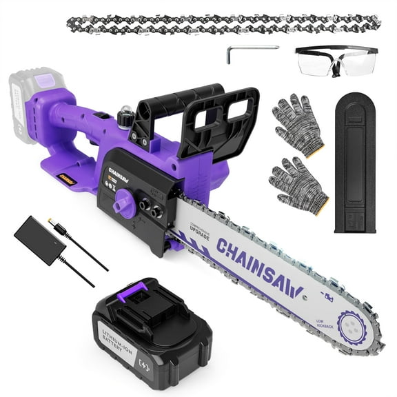 Brushless 12-Inch Cordless Electric Chainsaw, 4.0Ah Battery Powered Chain Saw, 26 Ft/s 20V Upgraded Portable Compact Handheld Saw for Wood Cutting, Free Assemble
