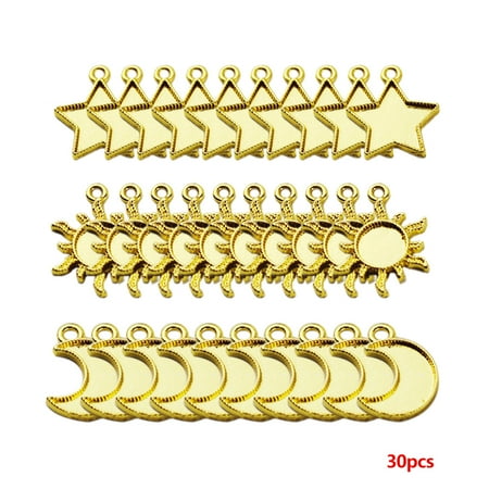 

30 Pcs Metal Frame Star Moon for Sun Pendant Open Bezel Setting Cabochon UV Resin Charm Jewelry Making Casting Craft DIY