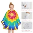 thumbnail image 6 of Colorful Rainbow Tie Dye Spiral Pattern Blanket Hoodies for Kids 6-13YR Oversize Wearable Blanket Hoodies for Boys Girls Teens, 6 of 7