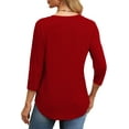 thumbnail image 5 of Fantaslook Womens Plus Size Tops 3/4 Sleeve Pleated Dressy Blouses Crew Neck Casual Tunic Tops Summer Shirts, 5 of 8