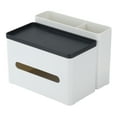 thumbnail image 3 of Caja de pañuelos con diseño de rejilla para almacenamiento, apertura en arco, extracción más suave, multifuncional, de plástico, moderna, para el hogar., 3 of 14