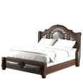 thumbnail image 3 of Bowery Hill Traditional Solid Wood Panel King Bed with Faux Leather in Cherry, 3 of 5