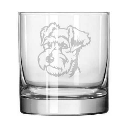 

11 oz Rocks Whiskey Old Fashioned Glass Gift Miniature Schnauzer Face