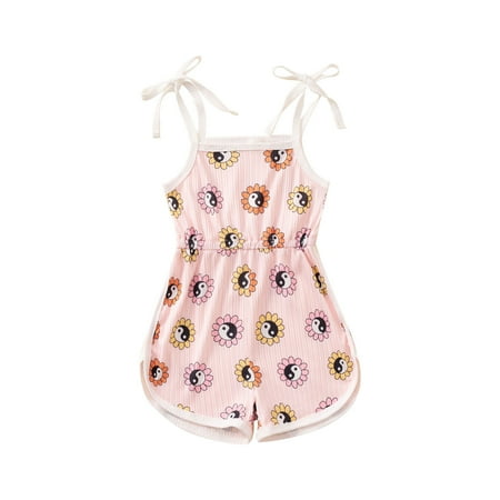 

ZRBYWB Toddler Girls Romper Sleeveless Floral Print Romper Jumpsuit Clothes Cute Summer Clothes