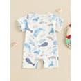 thumbnail image 5 of Musuos Newborn Boys Summer Romper 0-18Months Short Sleeve Crew Neck Ocean Animal Print Jumpsuit Infant Casual Clothes, 5 of 9