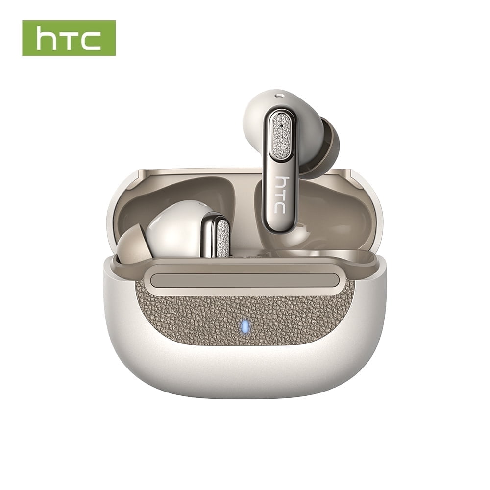 HTC NE60 Wireless Bluetooth 6.0 Open In-Ear Earbuds, AI Translator, Noise-Cancelling Headphones, 130+ Languages, 30H,Beige + Ear Case