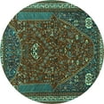 thumbnail image 1 of Ahgly Company Indoor Round Persian Turquoise Blue Traditional Area Rugs, 4' Round, 1 of 4