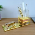 thumbnail image 3 of Acrylic Desk Organizer 4-Piece Desk Kit + Free Complimentary Acrylic Ruler, Desktop Organization for Office or Home (Gold), 3 of 6