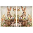 thumbnail image 2 of Wobogo Orange Easter Rabbit Kitchen Curtains 2 Piece Set Farmhouse Country Style Light Filtering Small Window Drapes Suitable for Bathroom Laundry Room and RV 27x36in, 2 of 9
