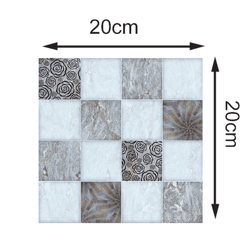 6pcs Mosaic Simulation Tile Sticker Self Adhesive Wall Sticker Decal 20*20CM 