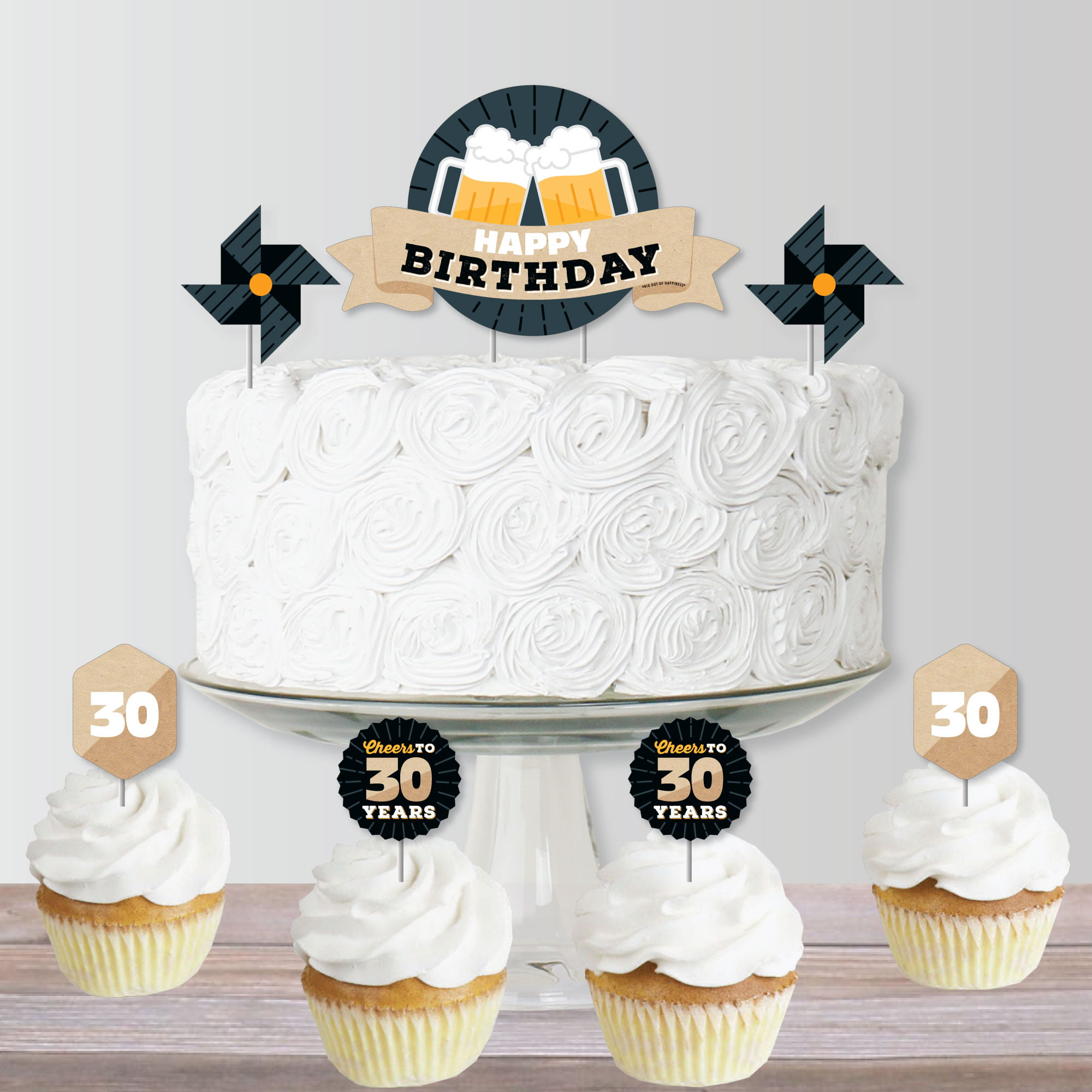 30 years anniversary with gift and cake Royalty Free Vector