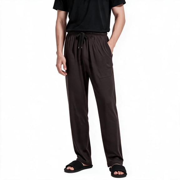 Busydd Men's Pajama Pants Fashion Solid Color Elastic Waist Men's Pajama Bottoms Casual Comfy Drawstring Mens Lounge Pants with Pockets