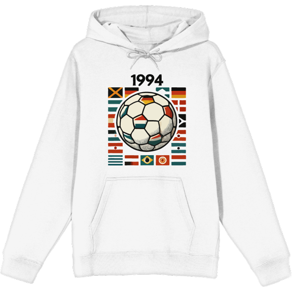 World Cup 1994 International Soccer Adult White Long Sleeve Hoodie-Medium