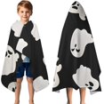 thumbnail image 3 of Black Halloween Ghost Silhouettes Hooded Bath Towel，50"x30" for Ages 3 To 12 Kids, Quick Dry Lightweight Soft Microfiber Hood Beach Towel Cover Up for Kids, 3 of 7