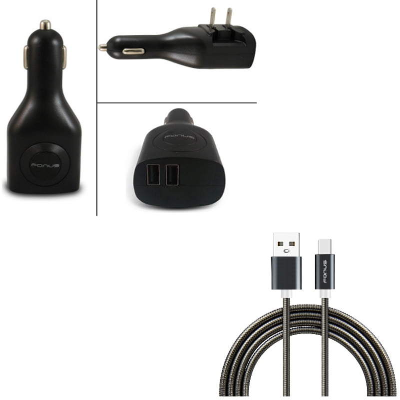 Type-C 3ft Metal USB Cable w 2-in-1 2-Port USB Car Home Charger N5V for Samsung Galaxy Tab S6 10.5 S5e 10.5 S4 10.5 Note 10 Plus A 10.1 (2019) Fold A20 A10e - Sony Xperia 5 10 Plus 1