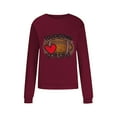thumbnail image 3 of LEAVINGSUO Blouses for Women 2023 Womens Plus Size Clearance $5 Fashion Women Round Neck Long Sleeve T-Shirt Printing Sweatshirt Blouse Tops Wine L, 3 of 5