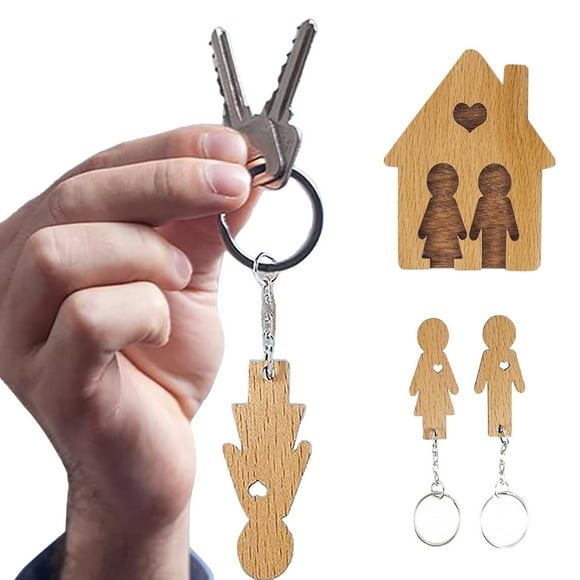 Wooden Couple Keyring Holder Wall Key Pendant Stand DIY Hanging Keychain Car Keychain Accessories For Women Men Clear Beads for Nails Door Hanging Beads Curtain Homecoming Mum Decorations Easter Bowl