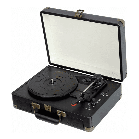 Tocadiscos De Vinilo Negro Retro Portátil Con Bluetooth NEGRO