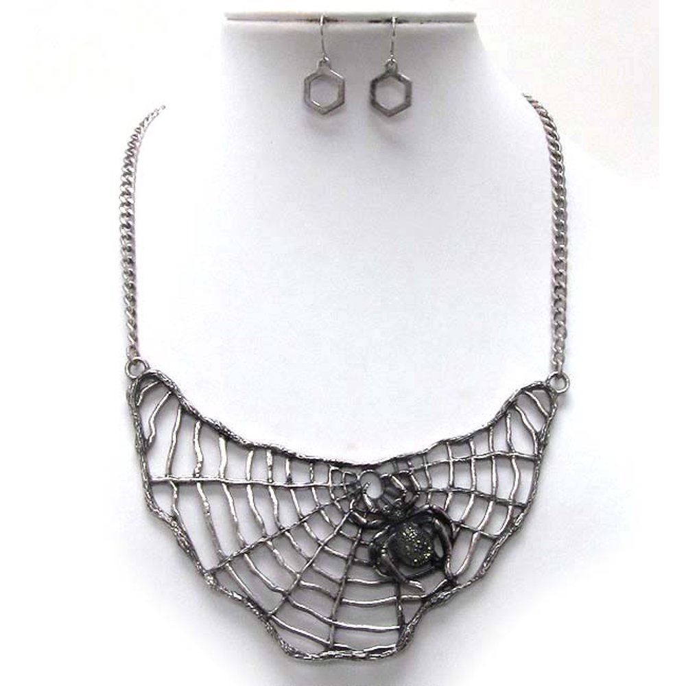 Halloween Black Widow Spider Witch Necklace Large & Unique Bib