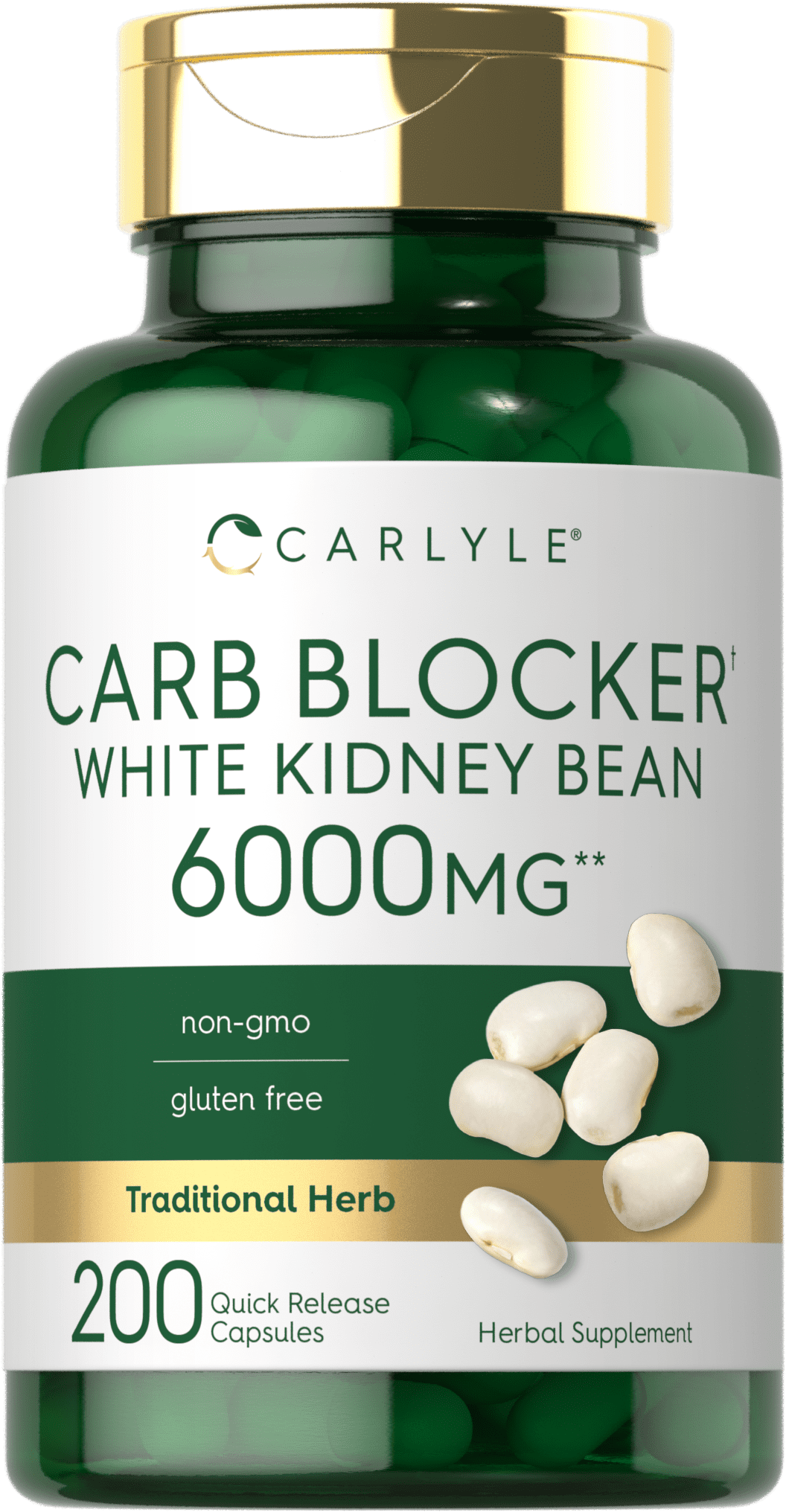 White Kidney Bean Carb Blocker | 6000mg 200 Count | Non-GMO & Gluten Free Extract | by Carlyle