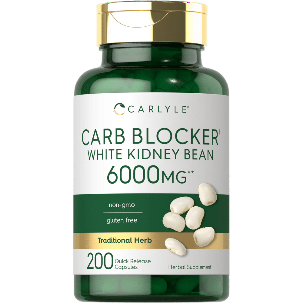 White Kidney Bean Carb Blocker 6000mg 200 Count NonGMO & Gluten