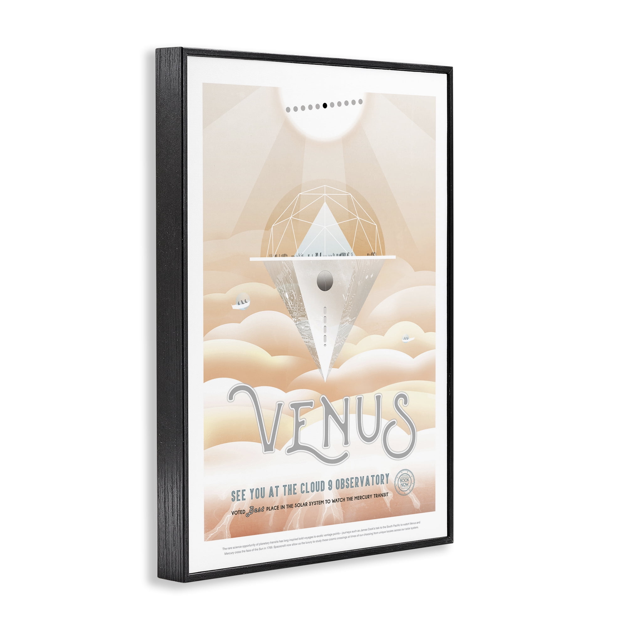 Stupell Industries Venus Space Exploration Typography Painting Black Framed Art Print Wall Art, 20 x 30