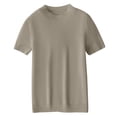 thumbnail image 3 of Resicozy Short Sleeve Sweater for Women Spring Tops Round Neck Lightweight Pullover Loose Dressy Casual Blouse Solid Clothes Camel S, 3 of 4