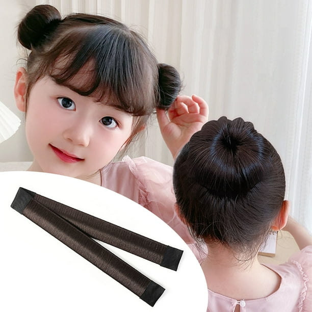 Moño Donut Hair Maker Natural Realista Firmemente Fijado Donut Hair Fold Wrap Snap para Fiesta Marrón Oscuro