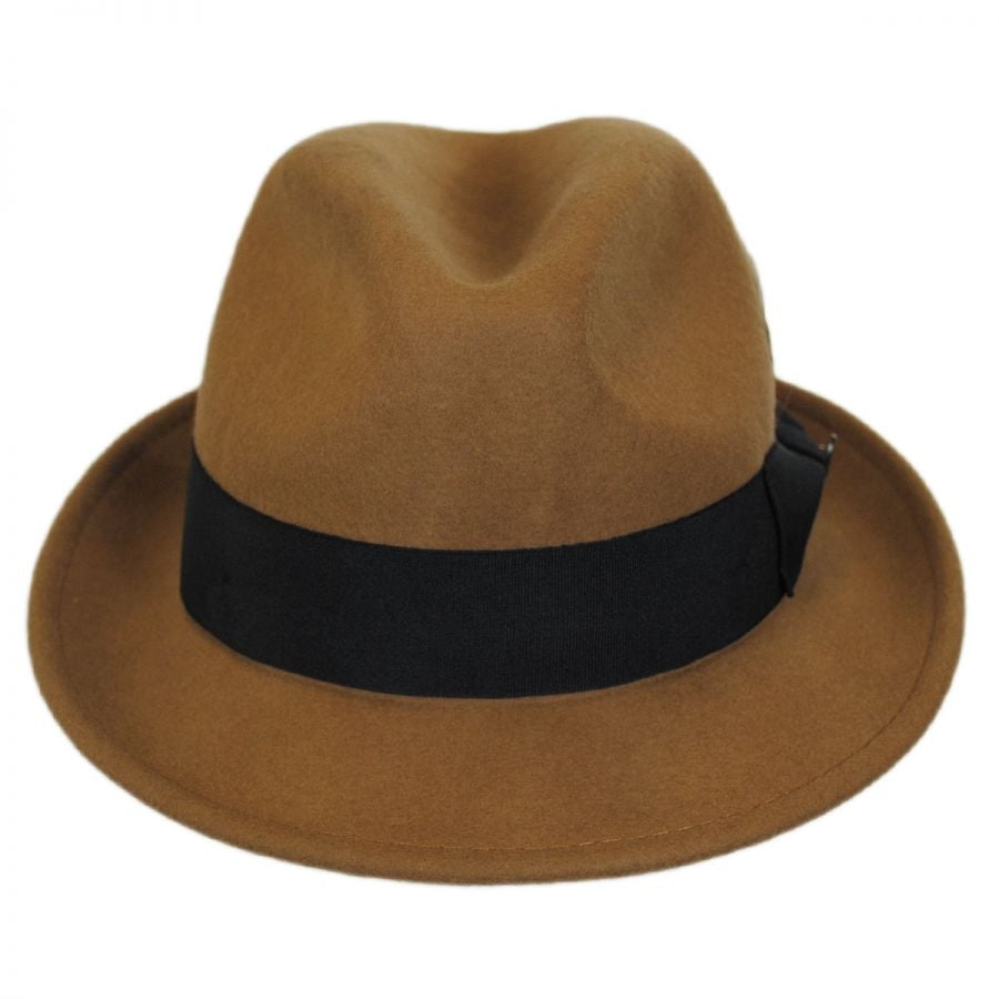Blues Crushable Wool Felt Trilby Fedora Hat - L - Pecan