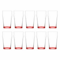 10 ARC Nonic Beer Glasses Set, 19 oz. - Clear, Pub, USA made - Red