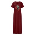 thumbnail image 4 of Vestido informal de verano para mujer, vestido largo de manga corta con bolsillo Sexy y cuello redondo con estampado de Calavera de Halloween Fridja  bnh2555, 4 of 8