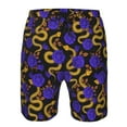thumbnail image 3 of Goofa Golden Snake And Purple Rose Printed Mens Swim Trunks Summer Quick Dry Short Beach Swimwear Bathing Suits-, 3 of 9