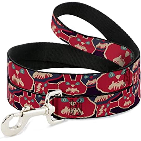 Dog Leash Angry Bunnies Close Up Purple Red Blue 4 Feet Long 0.5 Inch Wide