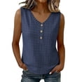 thumbnail image 2 of Xdegoge Womens Checkered Henley Tank Tops Sleeveless V Neck Shirt Partial Button Down Blouse Summer Casual Vest Classic Gingham Pattern Lightweight Fashion Tee Apparel, 2 of 7