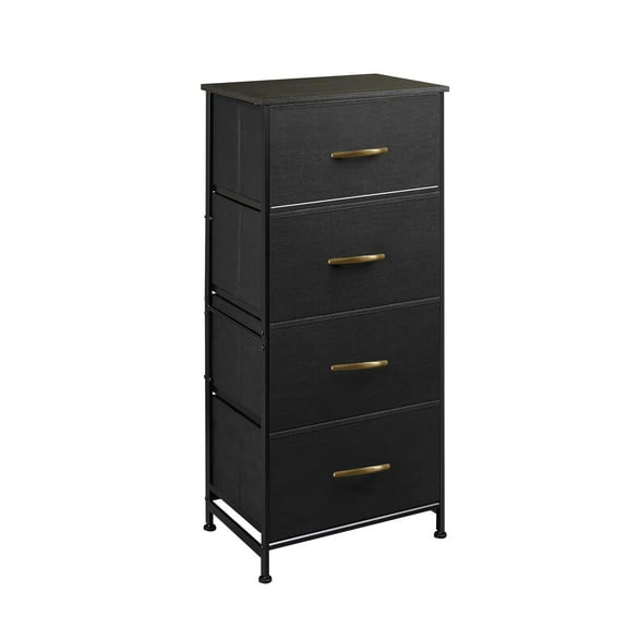 COMHOMA 4 Drawer, Dressers for Bedroom Furniture, Chest of Drawers, Fabric Drawer for Kids and Adults, Black