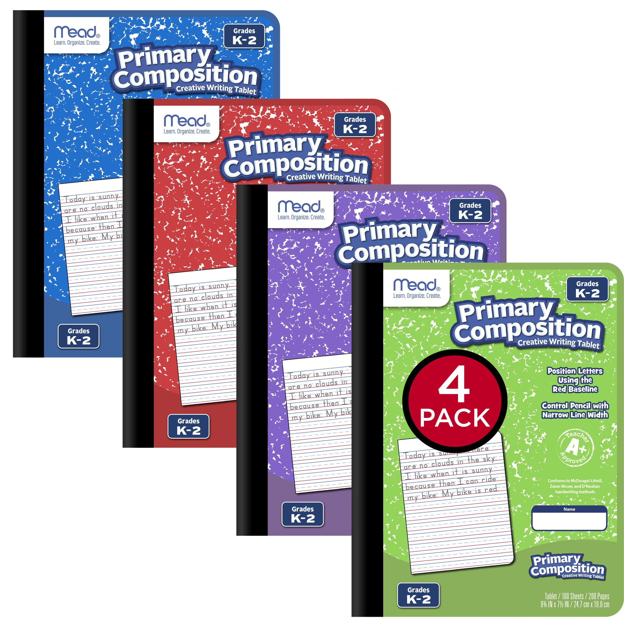 Mead Primary Composition Book Ruled Grades K2 7 12 x 9 34 100 Sheets 4
