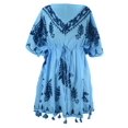 thumbnail image 4 of Peach Couture  Women's Cotton Floral Embroidered Summer Beachwear Tunic, 4 of 5