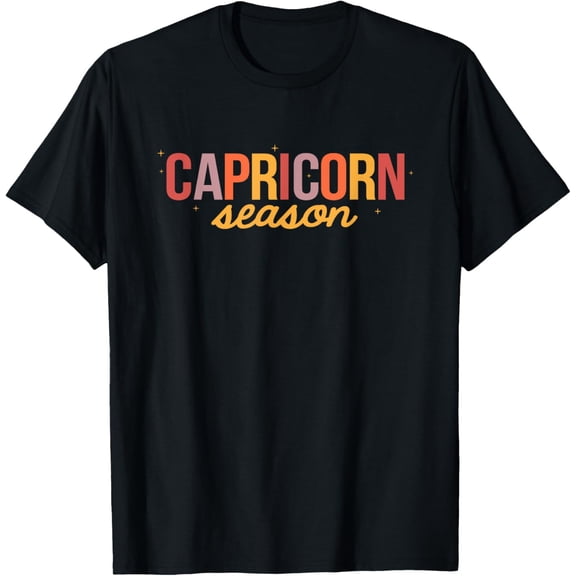 Capricorn Season Zodiac Horoscope December January Birthday T-Shirt men and women can wear, black, white, gifts.