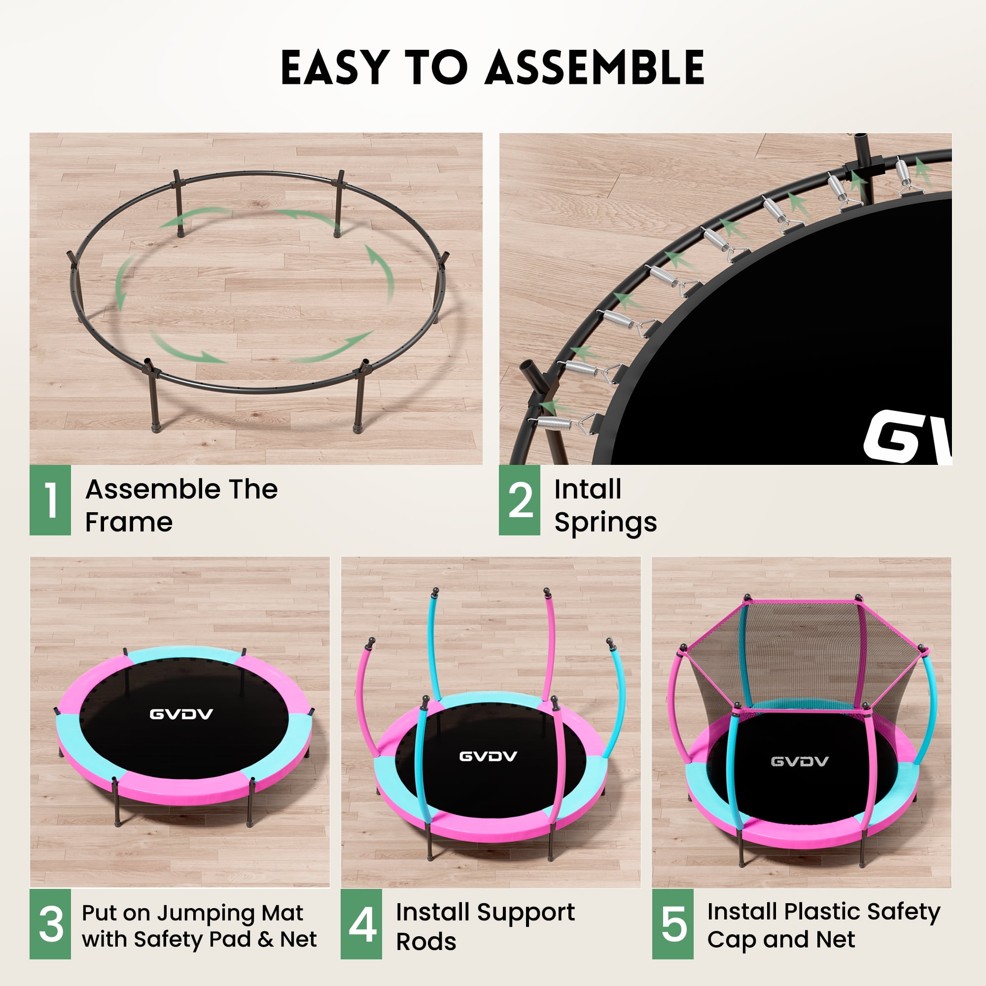 GVDV Toddler Trampoline with Enclosure Net and Balls