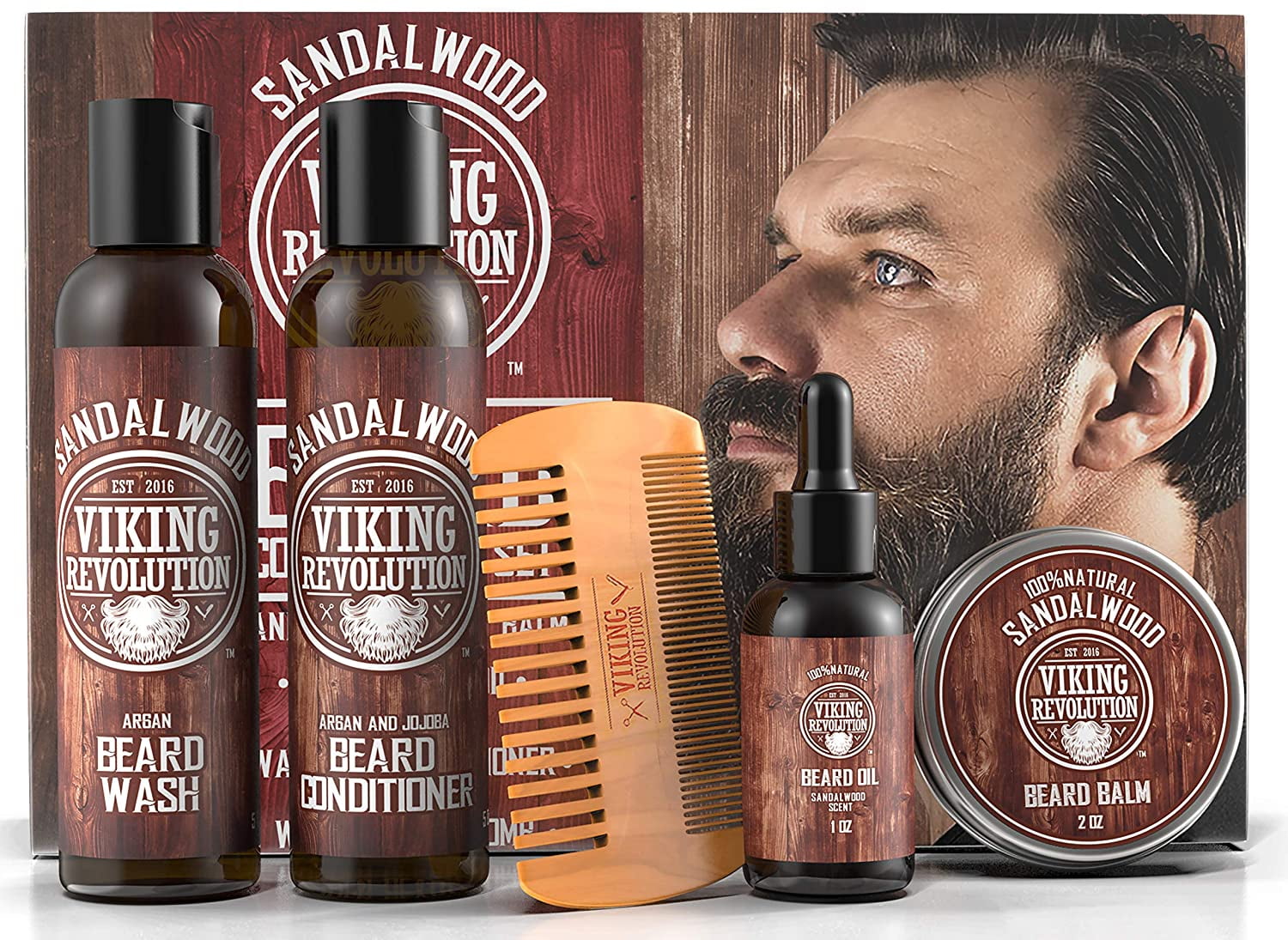 Viking Revolution Ultimate Beard Care Kit - Gift Set - Contains Beard Wash & Conditioner, Beard Oil, Beard Balm and Beard Comb