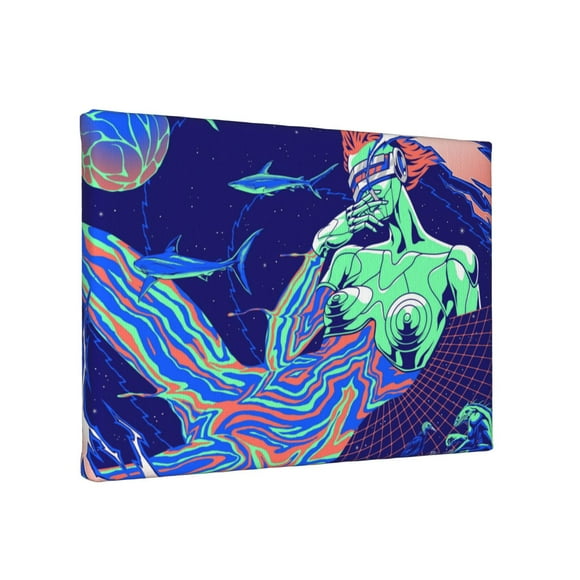 TEQUAN Sci-Fi Space Cyborg Wall Art Canvas Prints, Modern Artwork Frameless Painting, 8" x 12"