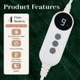 thumbnail image 2 of WISHEAD Electric Heated Blanket with 9 Heat Settings & 4 Auto-Off Timers, Dual-Sided Flannel Throw for Queen Bed, Machine Washable, ETL & FCC Certified, 84"x90", Green, 2 of 7