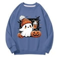 thumbnail image 4 of Chandail à Manches Longues à Col Rond Imprimé 2D d'Halloween Décontracté et Tendance pour Enfants Bleu Marine, 4 of 6