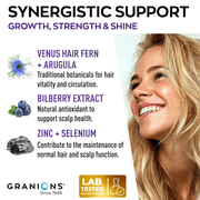 Granions Hair Growth Supplements - Biotin, Keratin & Amino Acids, Zinc & Selenium Pills - 90 Tablets